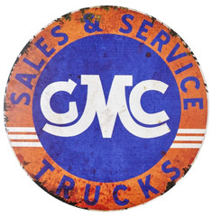 GMC Trucks 30″ Round Metal Sign Vintage Inspired Garage Man Cave Wall Decor