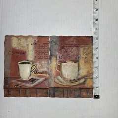 Lot of 2 – S. Vassileva 3D Wall Hanging Plaques 4.5″ X 6″ Signed Cafe Italiano.