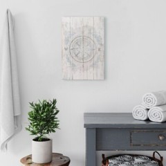 Nautical Compass Rose Wood Wall Plaque 12×18 Coastal Beach House Decor