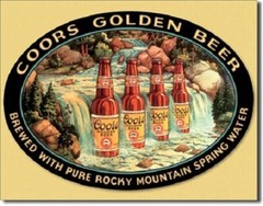 New Coors Golden Beer Waterfall Decorative Metal Tin Sign