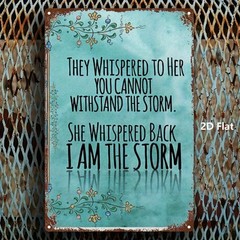 A Vintage Floral Wall Art Piece – an Inspirational Quote “I Am The Storm”
