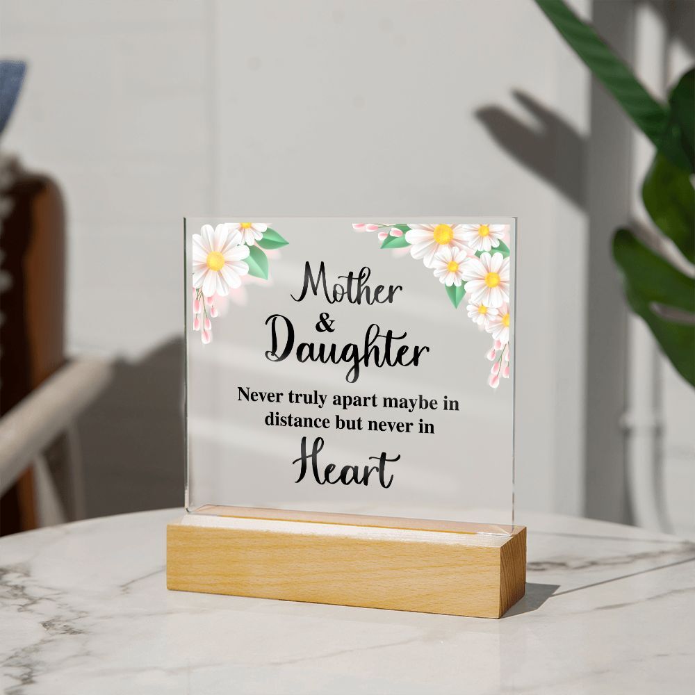 Mother and Daughter Distance Lighted RGB Acrylic Square, Mothers day gifts