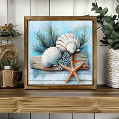 2D Bohemian Seashell & Starfish Wall Art Wooden Sign Coastal Beach Bedroom Decor