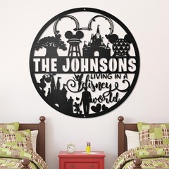 Custom Disney Park Family Name Welcome Sign Mickey Castle Kids Name Home Sign