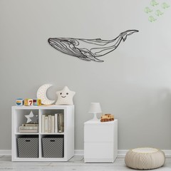 Whale Metal Wall Decor Ocean Fish Blue Sculptures Home Bathroom 19.7×6.9 Inch