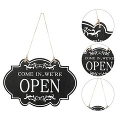 Vintage Style Wooden Open Closed Sign Double-Sided Hanging Business Door Plaque