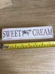 Distressed Farmhouse SWEET CREAM CREAMERY Milk COW Coffee Bar SIGN 7.5”