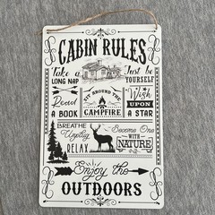 Metal Signs Cabin Rules & Animal Tracks Decor 11.5 X 7.5in Lightweight Lodge New