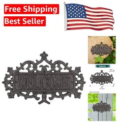 Farmhouse Style Cast Iron Welcome Sign – Elegant Outdoor Plaque for Entryways
