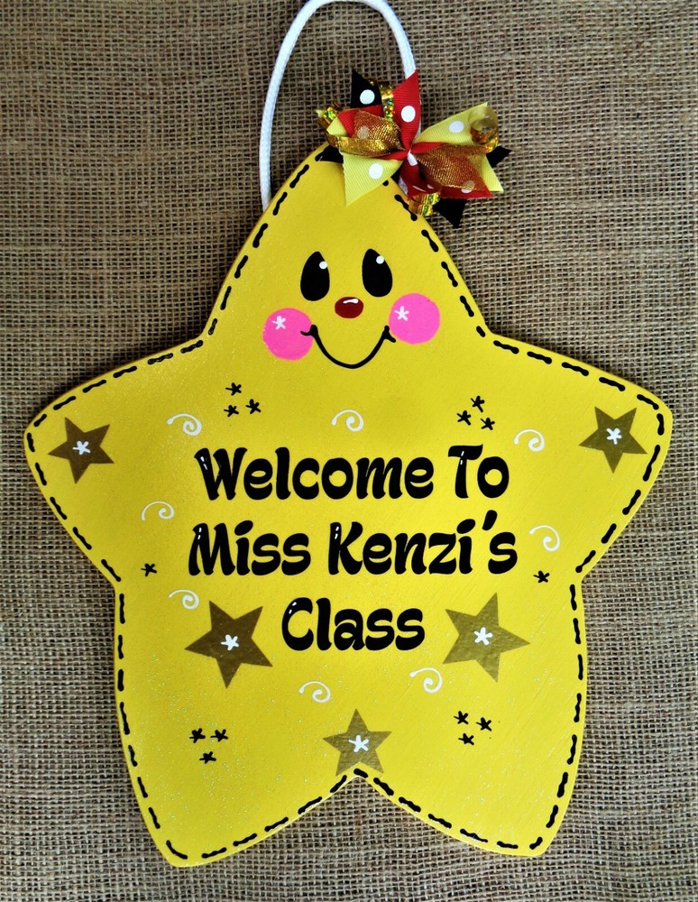Personalize STAR Teacher SIGN Wall Art Door Plaque School Class Kindergarten
