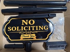 Solar LED No Soliciting Sign for House Adjustable Height Stake Set Up To 39”