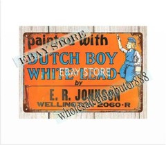 Dutch Boy White Lead paint metal tin sign plaque garage poster wall art