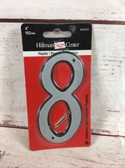 Hillman Sign Reflective Plastic Nail-On 4” House Number 8, 841612