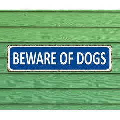 Beware Of Dogs Vintage Metal Sign Farmhouse Yard Outdoor Wall Warning Plaque