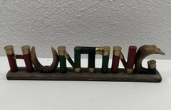 Hunting Shotgun Shells Antlers Standing Hunter Sign Desk Table Display