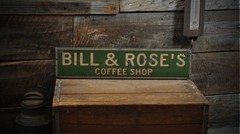 Custom Coffee Shop Sign – Primitive Rustic Hand Made Vintage Wooden