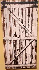 Rustic Distressed Barn Door Wood Wall Plaque White/Brown Vertical Hanging