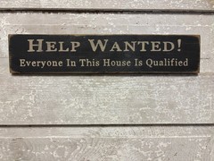 New Primitive Rustic Farmhouse Aged HELP WANTED SIGN Wood Hanging 18″