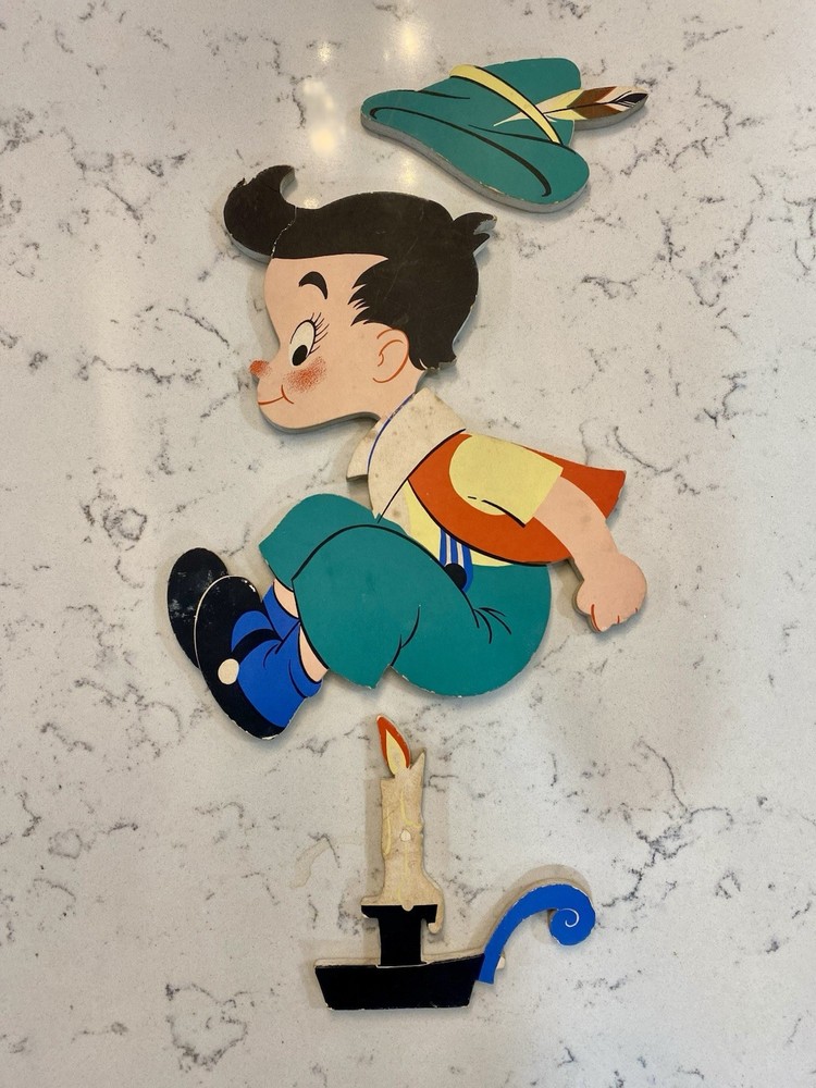 3-PC SET Vtg Walt Disney Character Fairytale Wall Pin-Ups Jack Be Nimble Candle