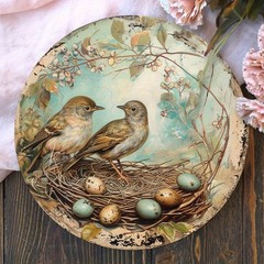 Vintage Bird’s Nest & Eggs Aluminum Tin Metal Signs Scratch Resistant, Easy-Han