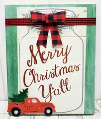 Merry Christmas Y’All Rustic Farmhouse Handcrafted Wood Wall Hanging Sign 10″x8″