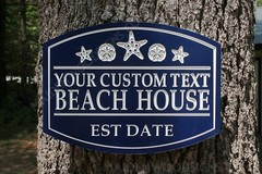Starfish and Sand Dollar Personalized PVC Beach House Sign | indoor | outdoor