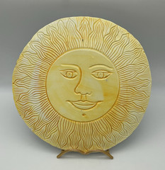 Celestial Ceramic Double Sided Moon & Sun Made In Italy Stamped 9.75 Inch