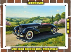 Metal Sign – 1936 Cord 810 Phaeton Oil Painting – 14×10