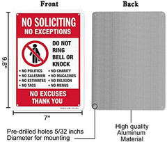 No Soliciting Sign, Funny Decor for House Door Office Business Yard,Metal Alu…
