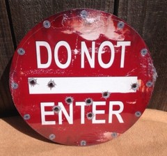 Do Not Enter Bullet Holes Round Sign Vintage Garage Bar Decor Old Rustic