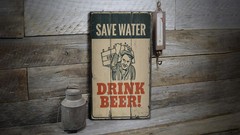 Save Water Drink Beer Vintage Distressed Sign, Personalized Wood Sign