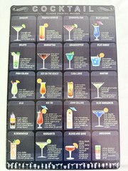 Metal Tin Sign Classic Cocktail Drink Recipe Wall Decor 8×12 Inch. A86