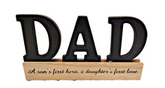 NWT Wooden DAD Tabletop Sign A Son’s First Hero A Daughter’s First Love Decor