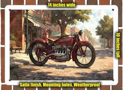 Metal Sign – 1928 Motorcycle Ace Watercolor – 14×10
