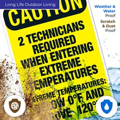 2 Technicians Required When Entering Sign, OSHA Caution Sign,