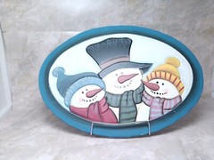 Snowman Plaque Wooden Wood Wall Christmas Hanging Oval Carved 18″ x13″
