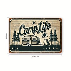 Nostalgic Camp Life Metal Wall Art RV Trailer Tent Camping Decor Home Campsite