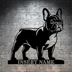 Custom French Bulldog Name Metal Sign Gift. Personalized Dog Wall Art Home Decor