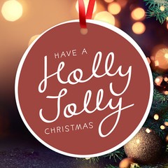 Have A Holly Jolly Christmas Ornament, Large 3.75″ Round Metal Ornament, Velvet