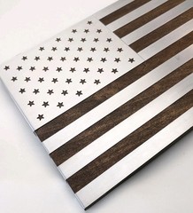 Modern Rustic American Flag Wall Decor Wood & Brushed Metal 21” x 11”