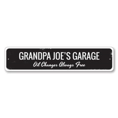 Personalized Grandpa’s Garage Oil Changes Always Free Man Cave Metal Wall Decor