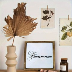 Bienvenue Welcome Wooden Sign Elegant Cursive Wall Decor for Home and Restaurant