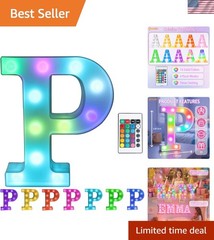 Creative LED Marquee Letter P Light – Remote Controlled Color Changing Sign