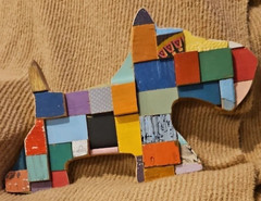 BlocArt Scotty Dog Patchwork Recycled Wood Wall Hanging Art