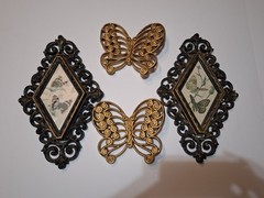 Vintage Rustic Cottagecore Burwood HOMCO ButterflyWall Hanging HOLLYWOOD REGENCY