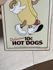 2001 Salamander Graphix Lets Go To the Lobby Delicious 10 Cent Hot Dogs Tin Sign