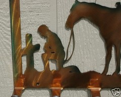 Cowboy Praying At Cross Key or Lead Rope Hanger Metal Wall Art