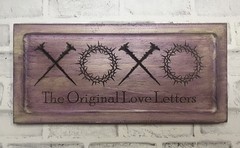 Decorative Wood Wall Plaque Love Theme Quotes Distressed Purple Glaze Finish