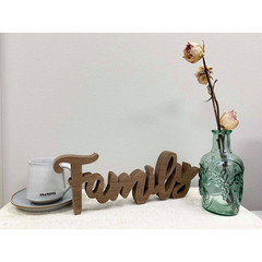 Rustic Brown Cutout Family Wood Tabletop Sign