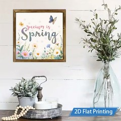 Spring Flower Butterfly Wooden Sign Watercolor Farmhouse Decor For Home Desk